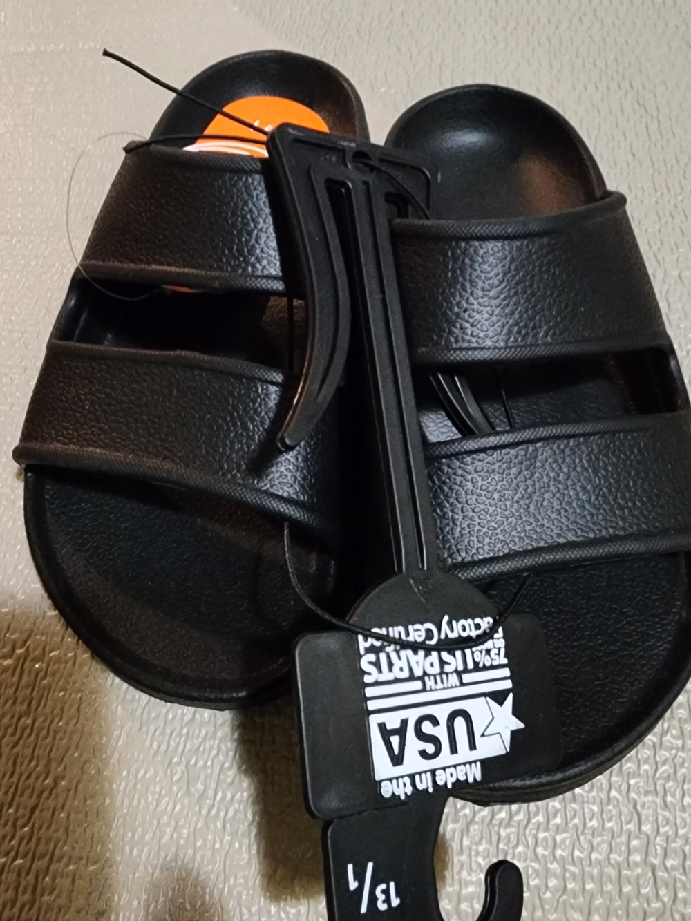 wonder nation Black Triple-Strap Slip-On Sandals Size 13-1 USA